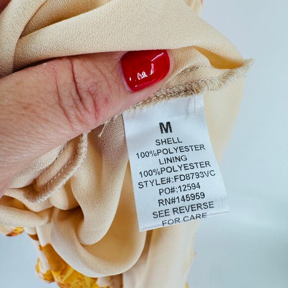 VICI Beige Floral Ruffle Maxi Dress Women’s Size Medium Boho Flutter Sleeve - Picture 7 of 10